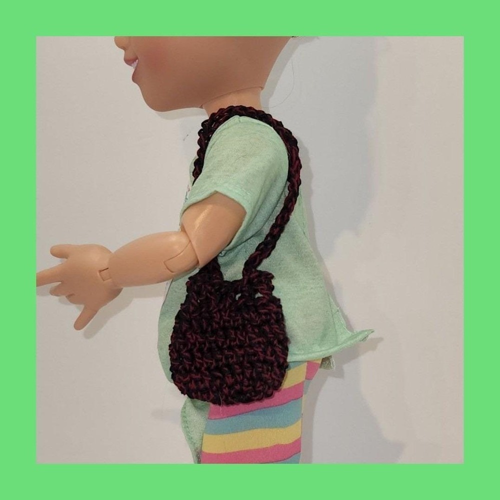 Hand Crocheted Doll Mini‎ Purse - small - Black & Red